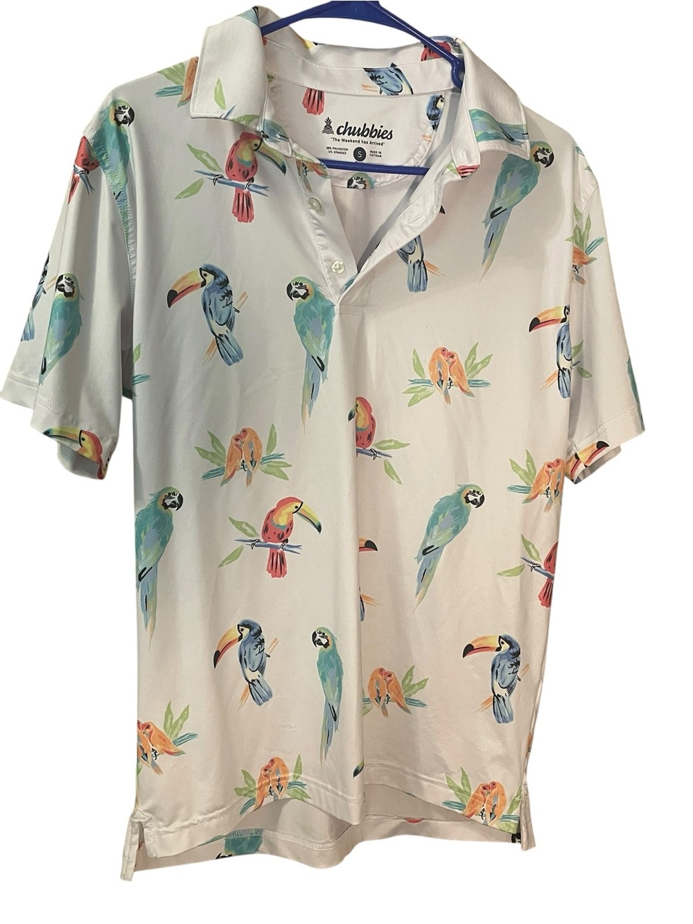 chubbies White Parrot Print Polo